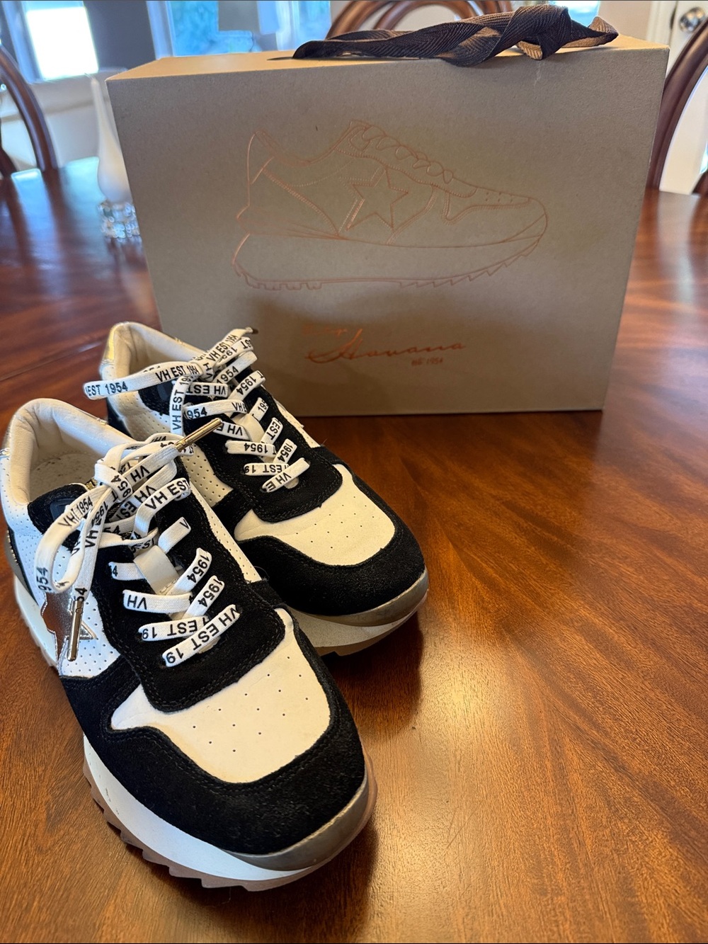 Vintage Havana Black and White Women's Athletic Sneakers